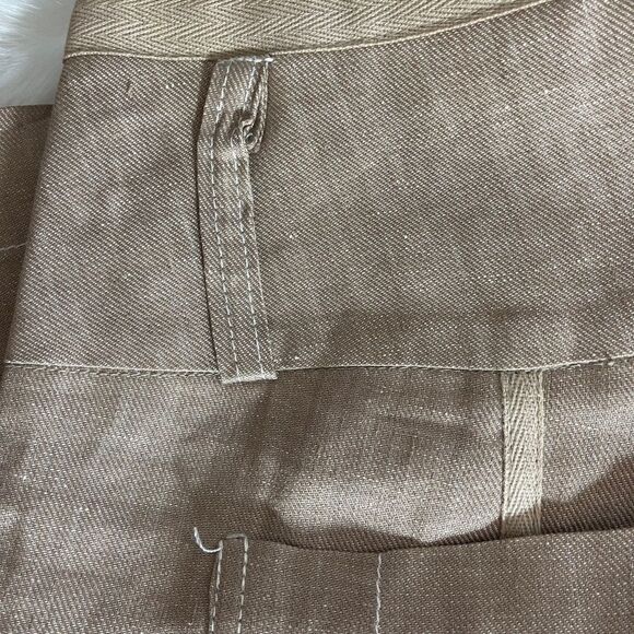 Ronen Chen Tan Linen Wide Leg Pants Sz 4 - Picture 8 of 13